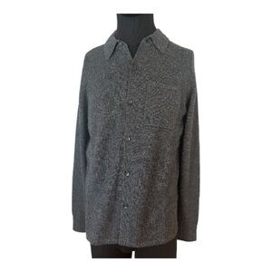 Faherty NWT Cahmere/wool Blend Heathered Black/gray Button-Up Sweater
